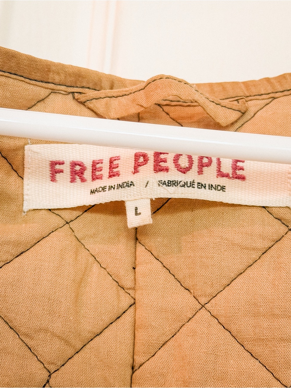 Free People Quilted Vest in Beige with Black Stitching - Picture 2 of 4